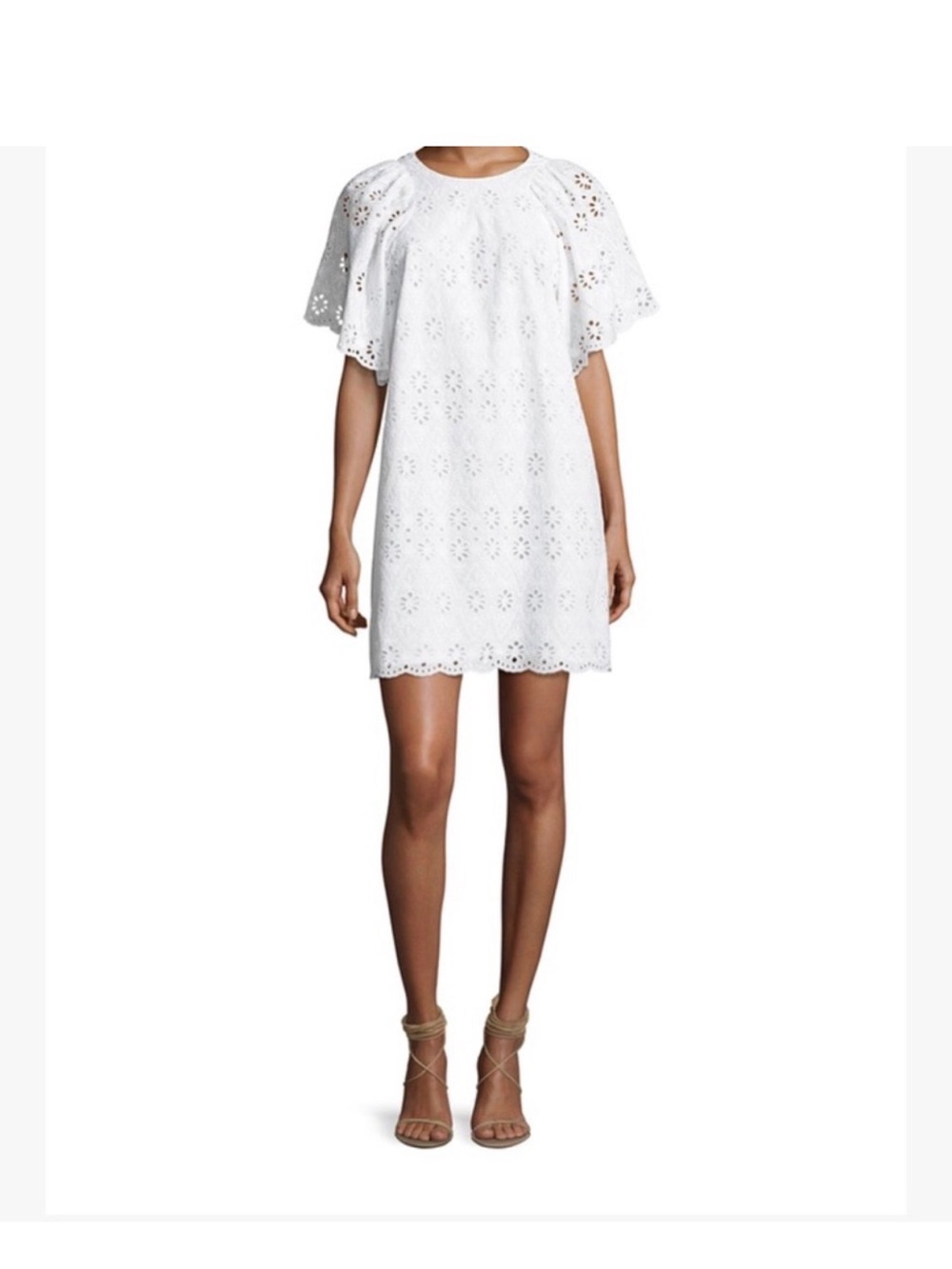 kate spade White Eyelet Flutter Sleeve Mini Dress